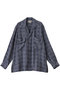 【UNISEX】BLURRED OMBRE PLAID オープンカラーシャツ ヨーク/YOKE ネイビー