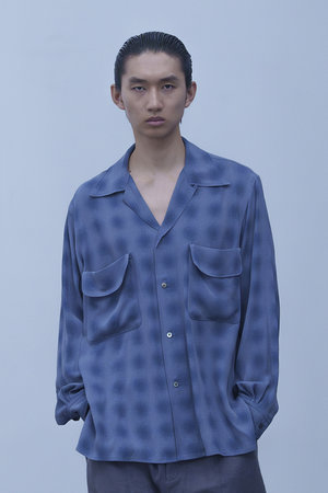 ヨーク/YOKEの【MEN】BLURRED OMBRE PLAID オープンカラーシャツ(110400/110403)