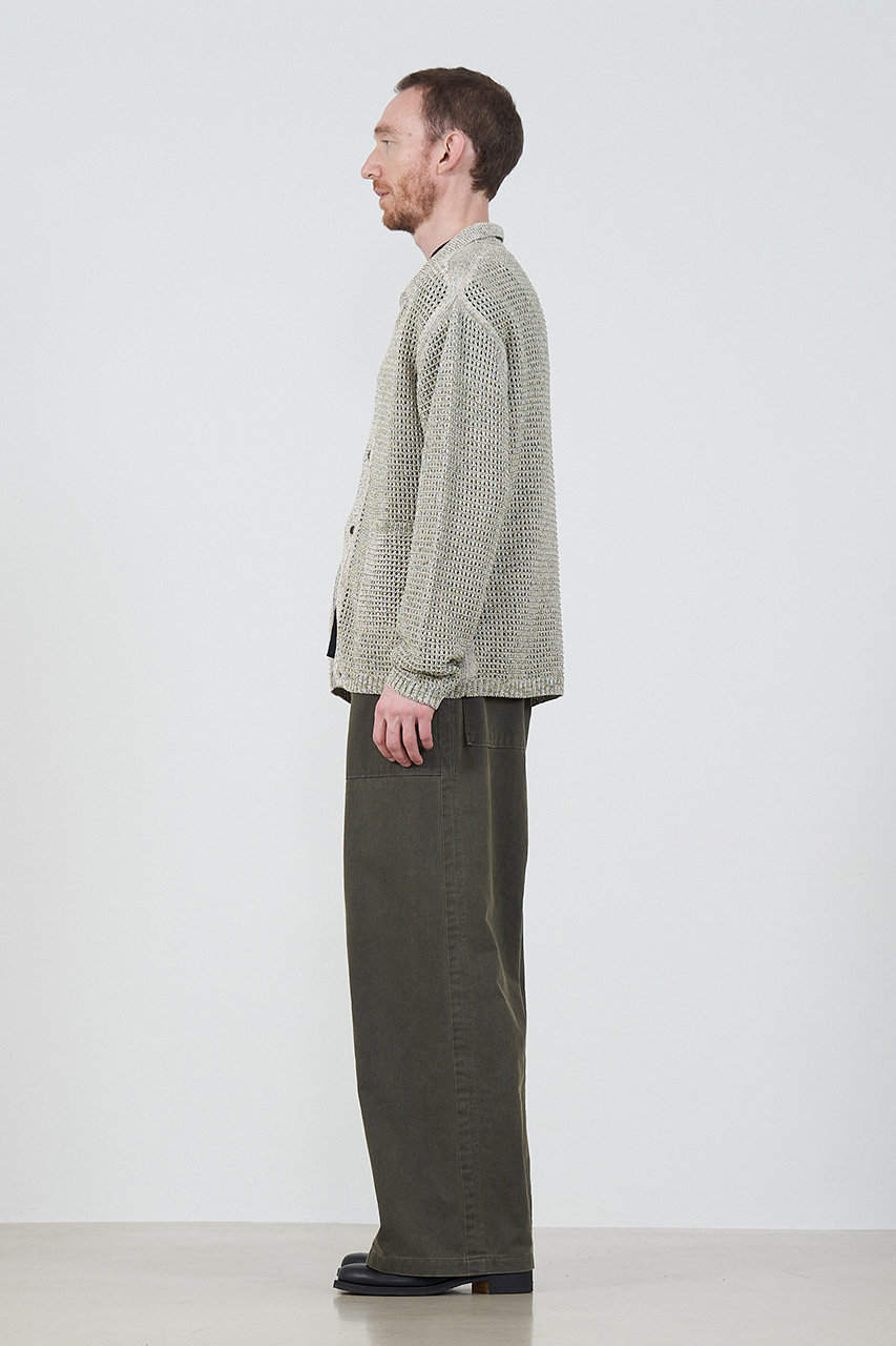 YOKE(ヨーク)｜【MEN】MESH KNITTED シャツ カーディガン/ホワイト の