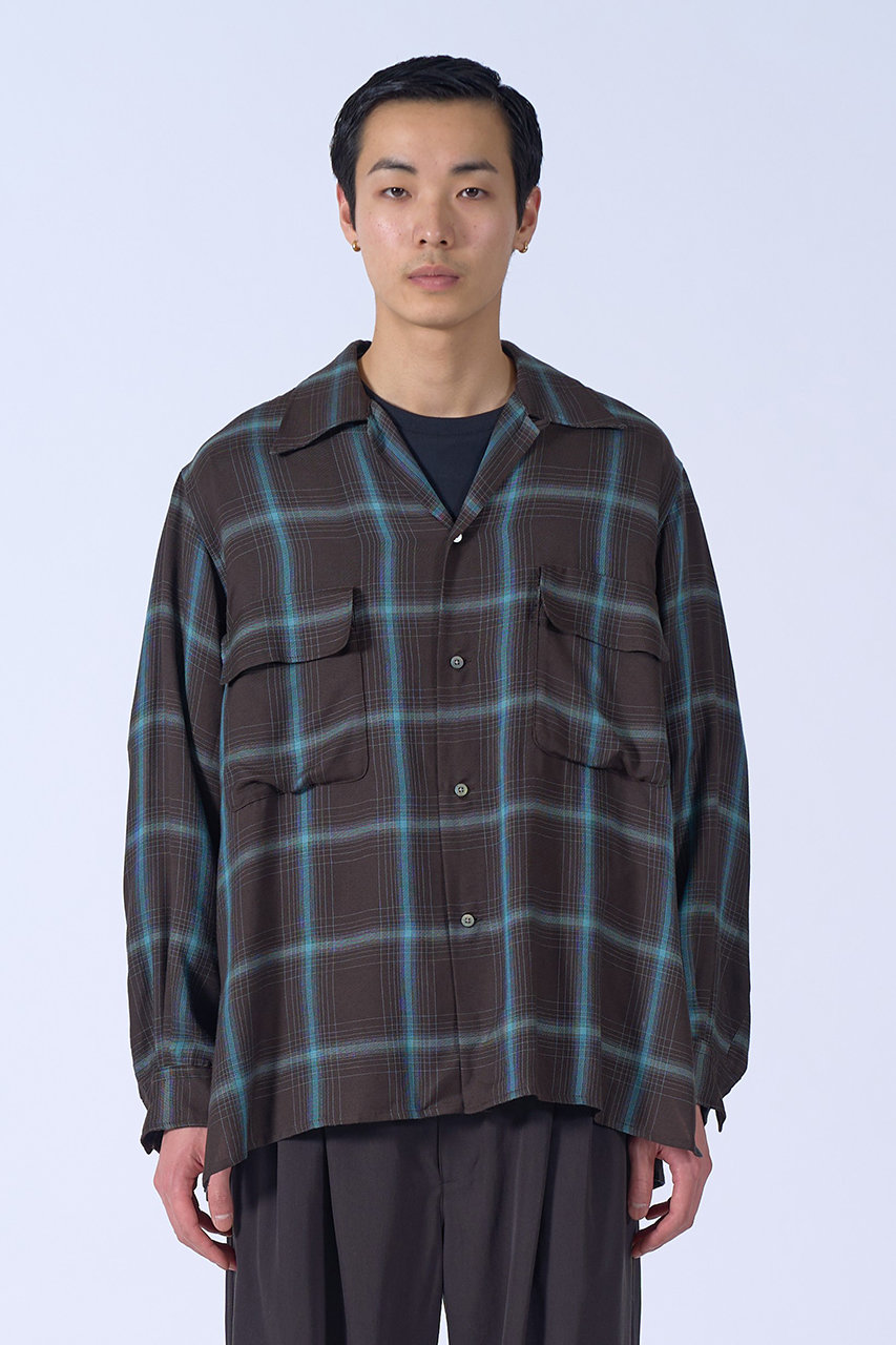トップス 25aw YOKE Ombre Plaid Wpocket Shirt 2 YOKE|ヨーク Rayon Wool Ombre Plaid Wpocket Shirt BROWN (YK25FW01077SH)