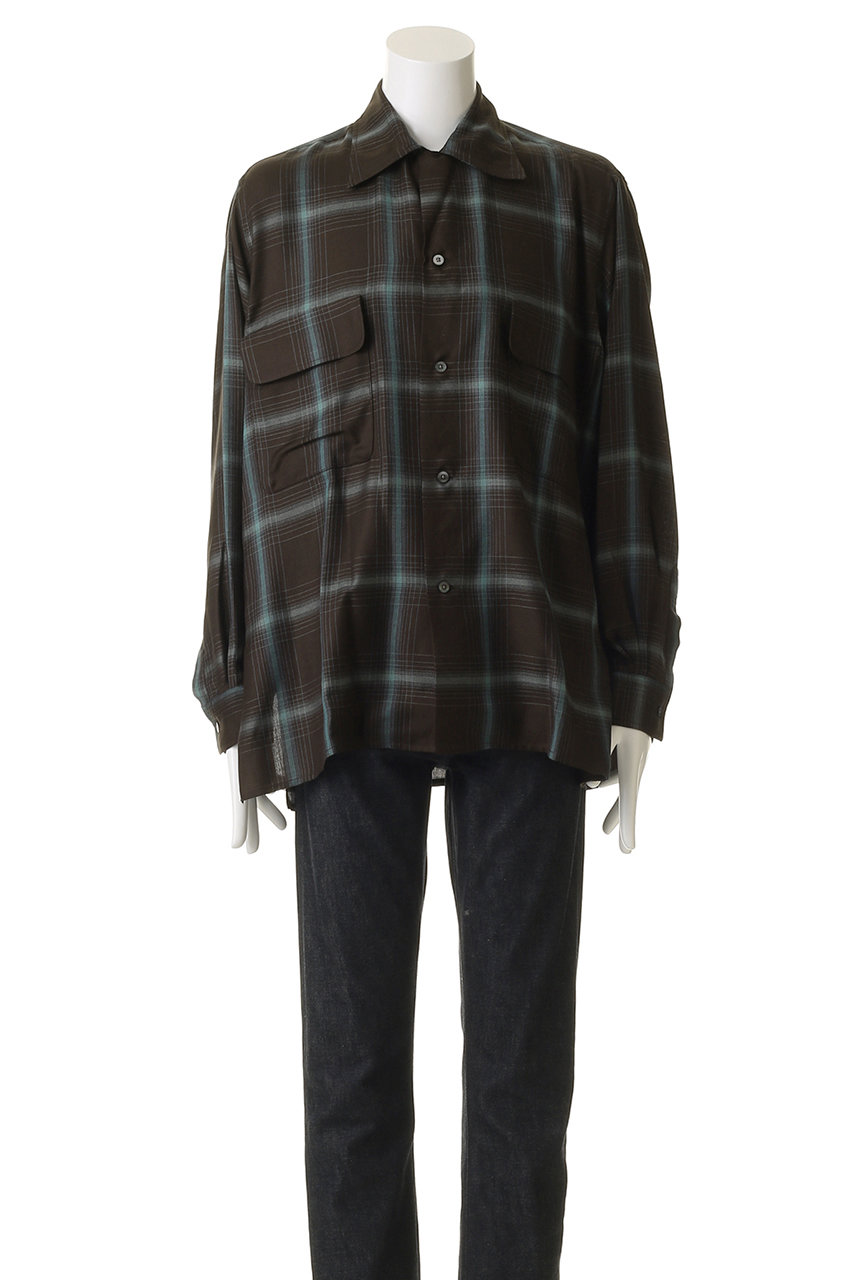 トップス 25aw YOKE Ombre Plaid Wpocket Shirt 2 YOKE | Ombre Plaid Wpocket Shirt(BROWN) | オムブレプレイドダブル