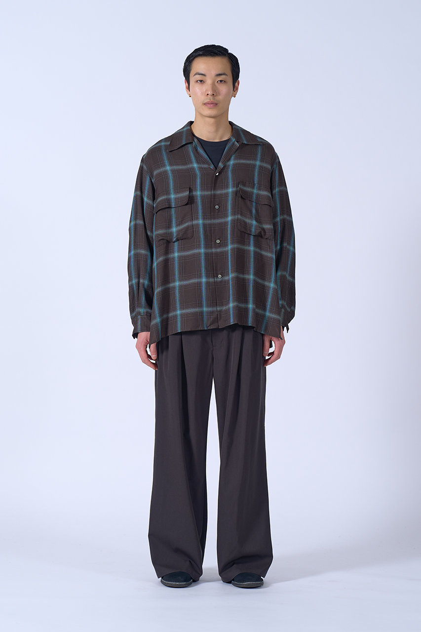 YOKE(ヨーク)｜【UNISEX】Ombre Plaid ダブルポケット シャツ/ブラウン