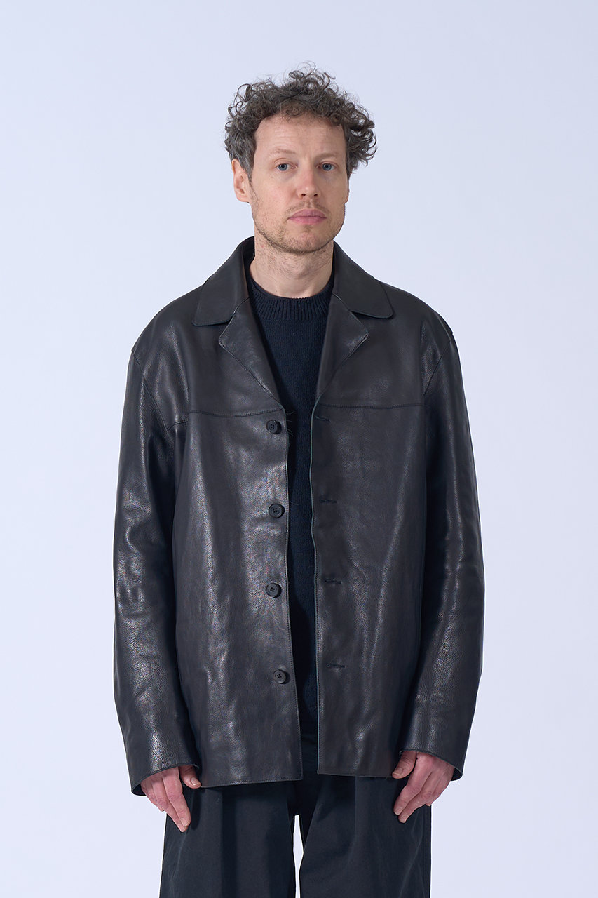 YOKE 黒 レザー シングルライダースジャケット YOKE - 【再販売通知受付可能】Leather Flight Jacket | ACRMTSM