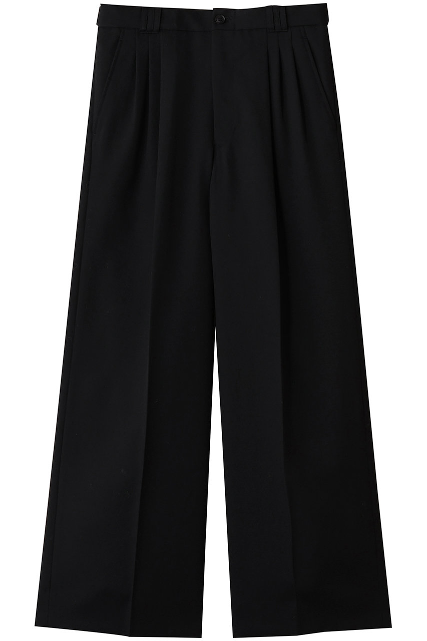 YOKE(ヨーク)｜【MEN】3プリーツ ワイドレッグ パンツ/ブラック の通販