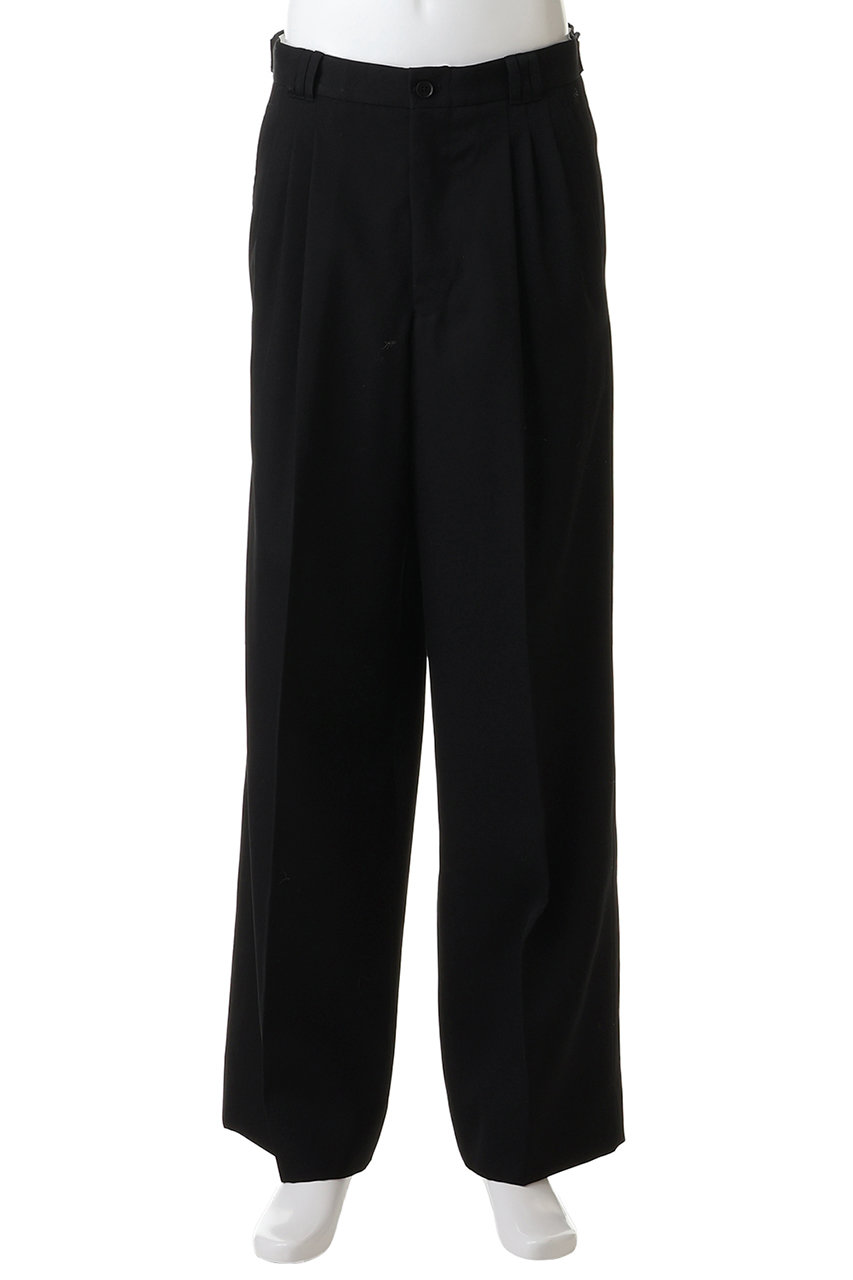 YOKE(ヨーク)｜【MEN】3プリーツ ワイドレッグ パンツ/ブラック の通販