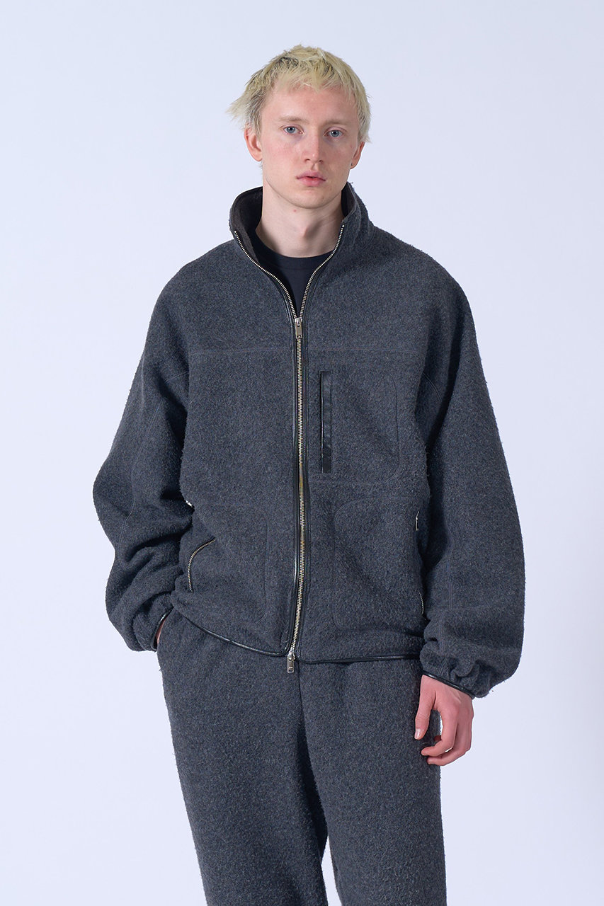 YOKE(ヨーク)｜【MEN】ウール フリース ジップ ブルゾン/チャコール の