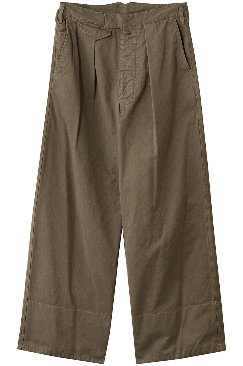 YOKE 【MEN】【YOKE × KATHARINE HAMNETT】オーガニック コットン ワイドレッグ ワーク パンツ (カーキブラウン, 3) ヨーク ELLE SHOP