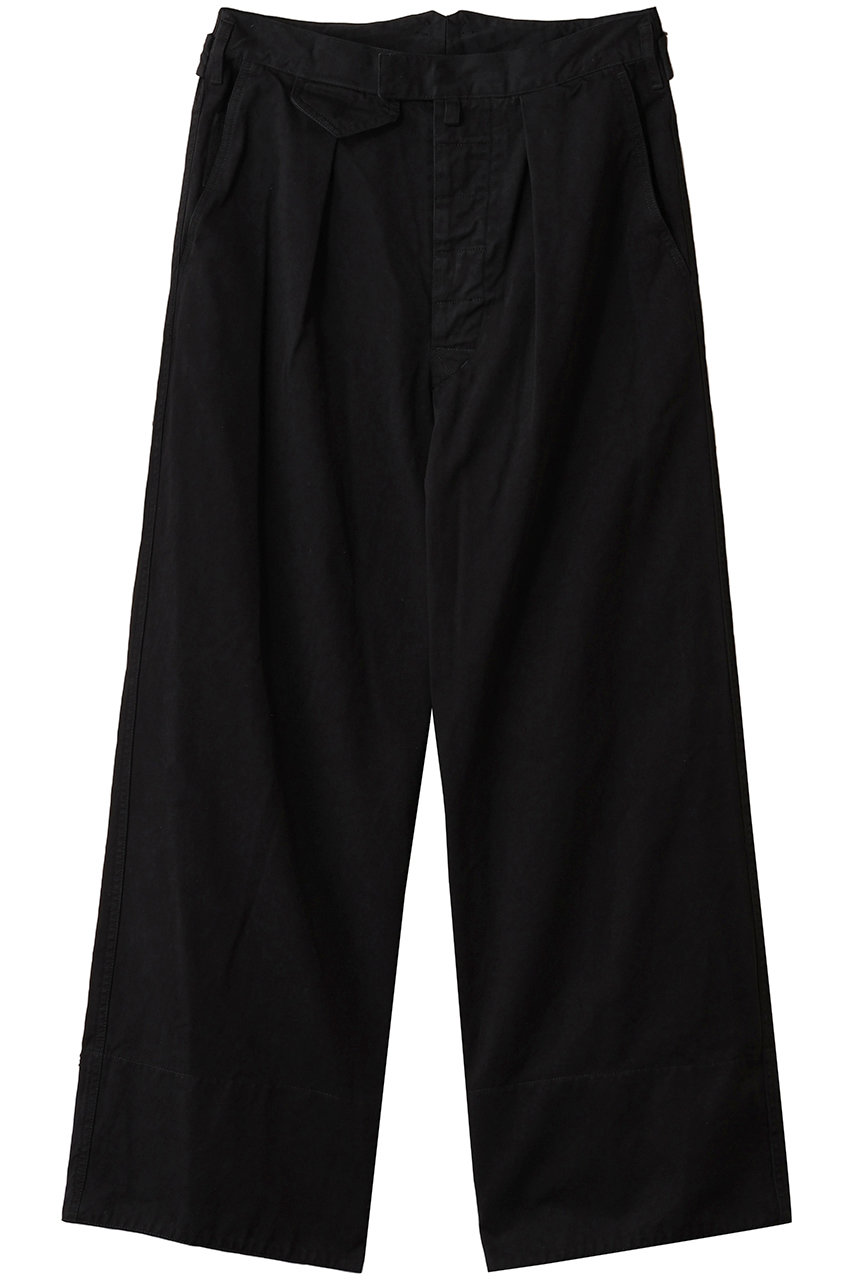 YOKE 【MEN】【YOKE × KATHARINE HAMNETT】オーガニック コットン ワイドレッグ ワーク パンツ (ブラック, 2) ヨーク ELLE SHOP