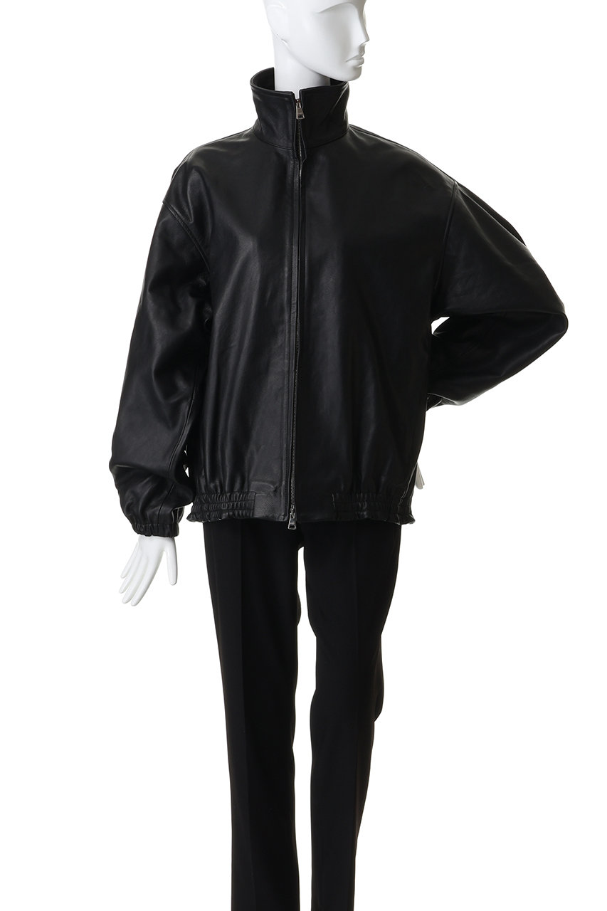 YOKE(ヨーク)｜【UNISEX】カーフレザー トラックジャケット/ブラック