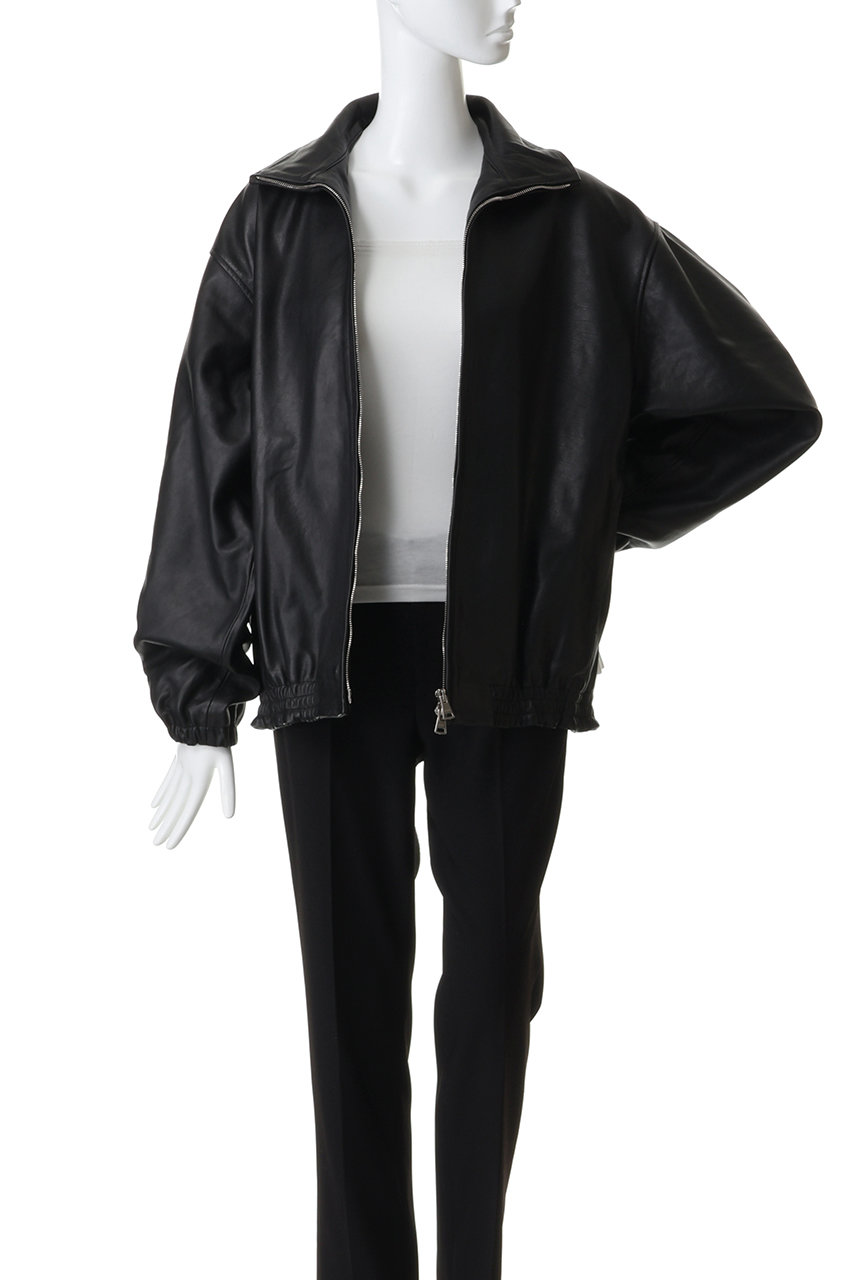 YOKE(ヨーク)｜【UNISEX】カーフレザー トラックジャケット/ブラック