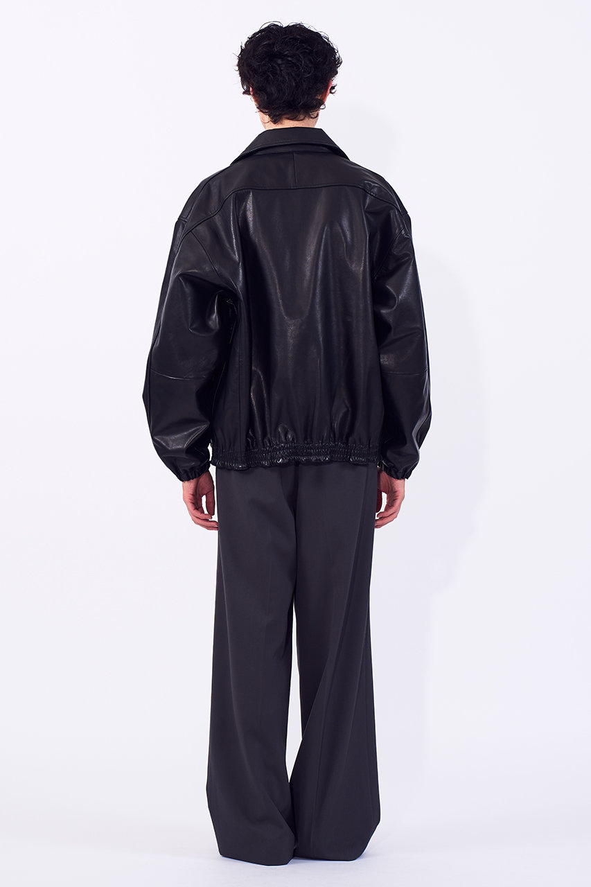 YOKE(ヨーク)｜【UNISEX】カーフレザー トラックジャケット/ブラック