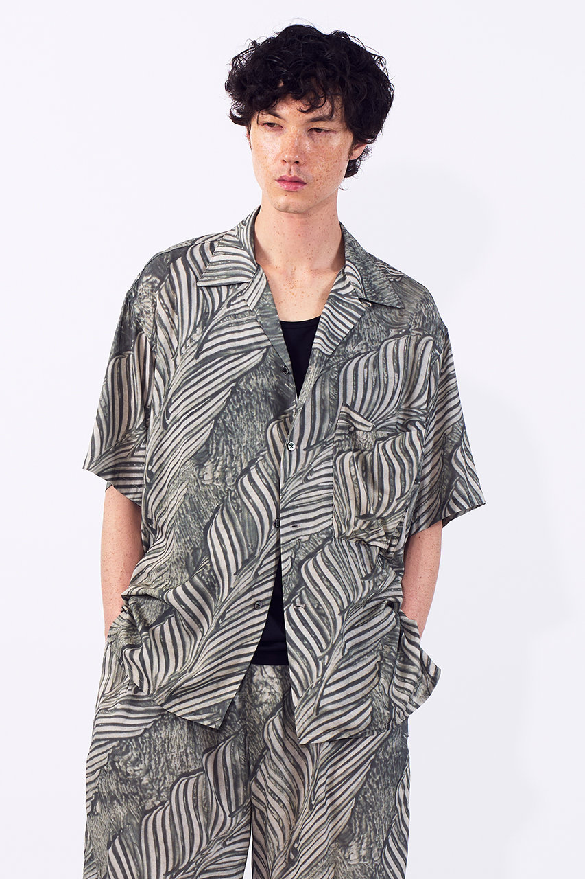 YOKE(ヨーク)｜【UNISEX】Leaf Pattern プリント オープンカラー