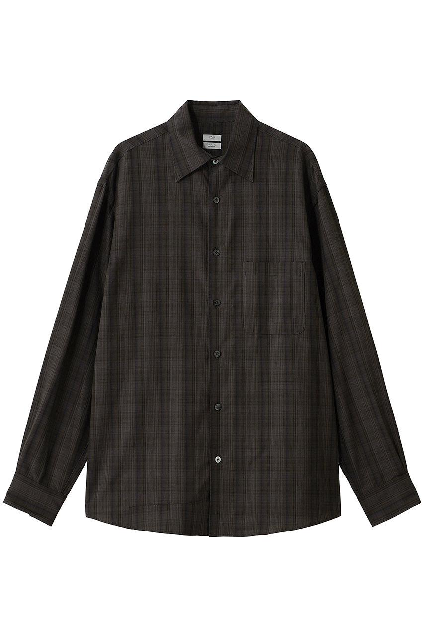 YOKE 【UNISEX】Cotton Rayon プレイド リラックスシャツ (ダークグレー, 2) ヨーク ELLE SHOP
