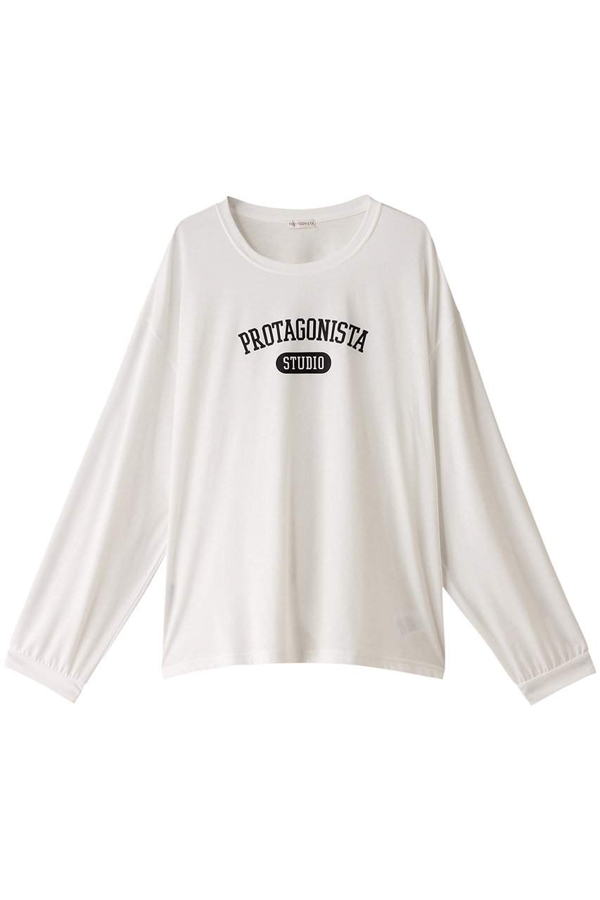 プロタゴニスタ/PROTAGONISTAのPROTAGONISTA STUDIO プリント ロング Tシャツ(ホワイト×ブラック/PNT-CS-31)