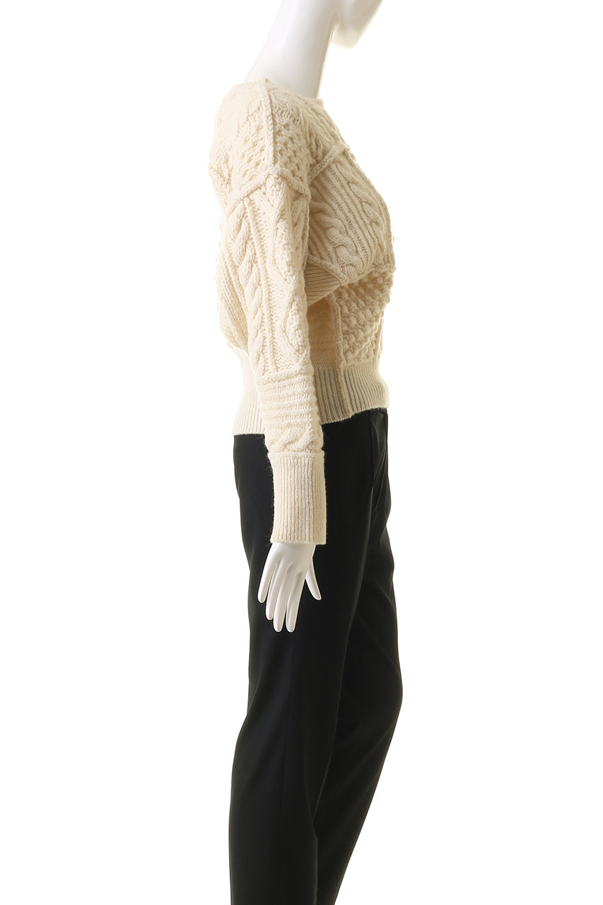 CURRENTAGE(カレンテージ)｜ケーブルパッチニット/ホワイト の通販  