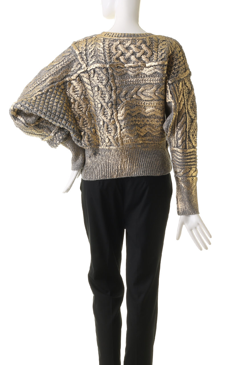 CURRENTAGE(カレンテージ)｜ケーブルパッチニット/グレー の通販