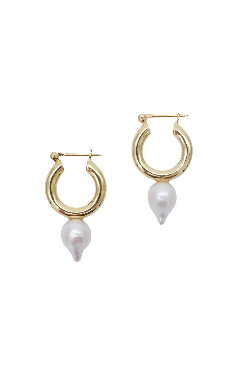 レム/Lemme.のStuds Pearl Hoop ピアス(ゴールド/L14105)
