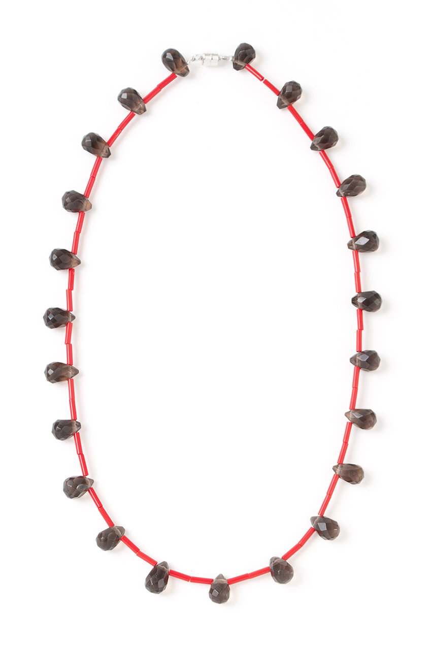 メゾンドパルス/MAISON D'PULSEのSmokey quartz beads ネックレス(レッド/J006-2)