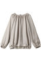 ビンテージサテンギャザーブラウス ジェイドット/j. ライトグレー