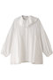 コットンシルクボイルフリル衿ブラウス ジェイドット/j. ホワイト