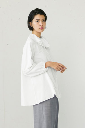 ジェイドット/j.のコットンシルクボイルフリル衿ブラウス(110400/110403)