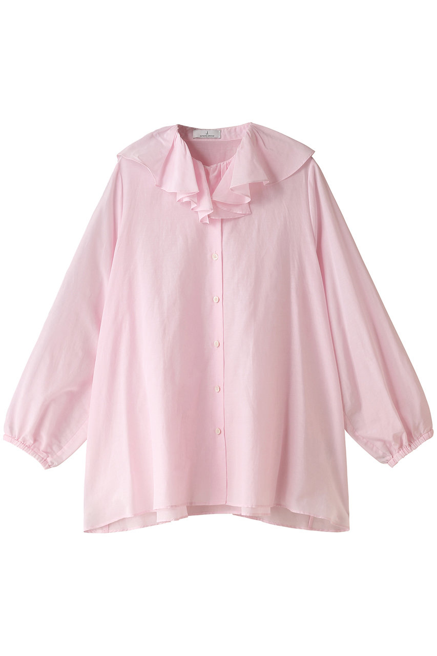 ジェイドット/j.のコットンシルクボイルフリル衿ブラウス(ピンク/14375-320-L)
