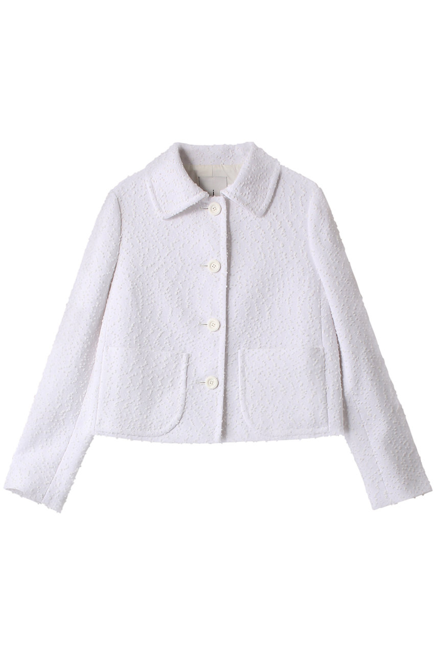 ジェイドット/j.のボンボンツイード衿つきジャケット(ホワイト/14353-090-L)