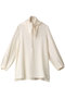 ドレープWクロスキーネックブラウス ジェイドット/j. オフホワイト