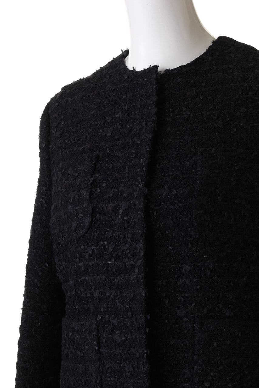 j.(ジェイドット)｜スラブ綿ツイードノーカラージャケット/オフ