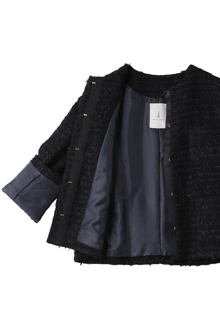 j.(ジェイドット)｜スラブ綿ツイードノーカラージャケット/オフ