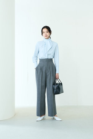 双糸コットンボウタイブラウス
