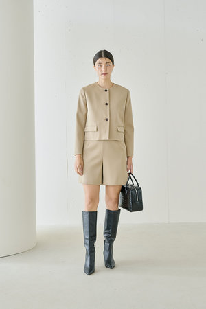 ジェイドット/j.のヴァージンウールMIXノーカラージャケット(110800/110801)