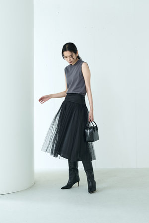 ジェイドット/j.のドットチュールプリーツスカート(110700/110703)