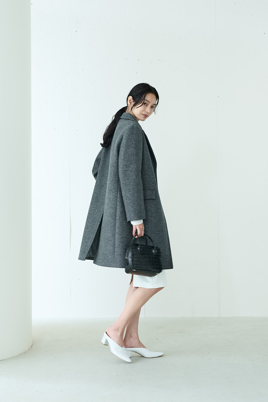 j.(ジェイドット)｜ボンディングツイードチェスターコート/グレー の