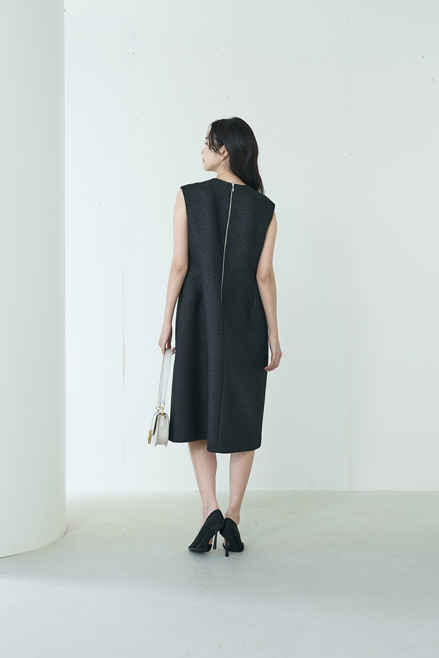j.(ジェイドット)｜ドビーツイードワンピース/ブラック の通販
