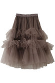 j.(ジェイドット)｜チュールフリルティアードスカート/グレー の通販