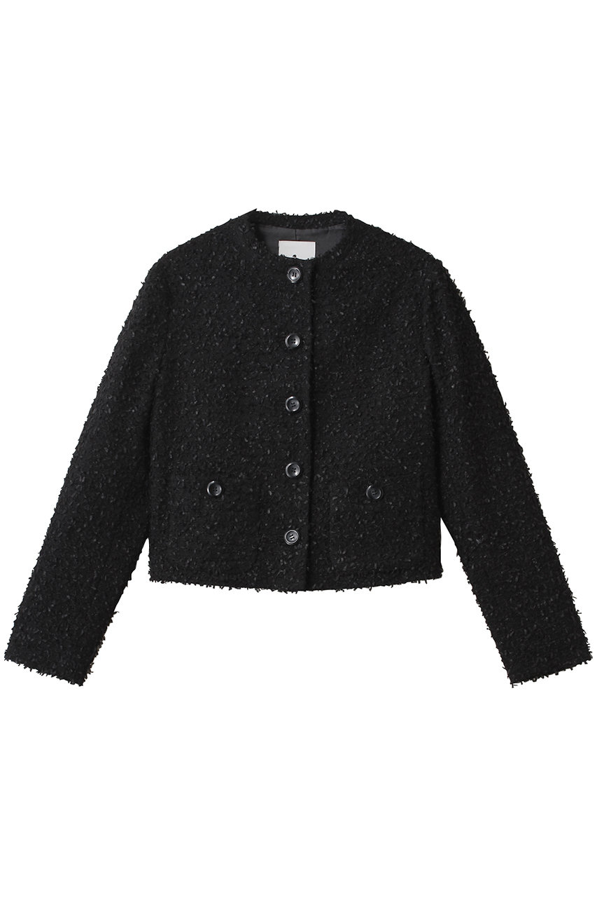 j. 尾州ジャカードノーカラージャケット (ブラック, M) ジェイドット ELLE SHOP j. 尾州ジャカードノーカラージャケット (ブラック, M) ジェイドット ELLE SHOP