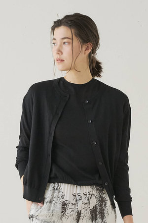 ジェイドット/j.の綿シルクニットクルーカーディガン(110300/110303)