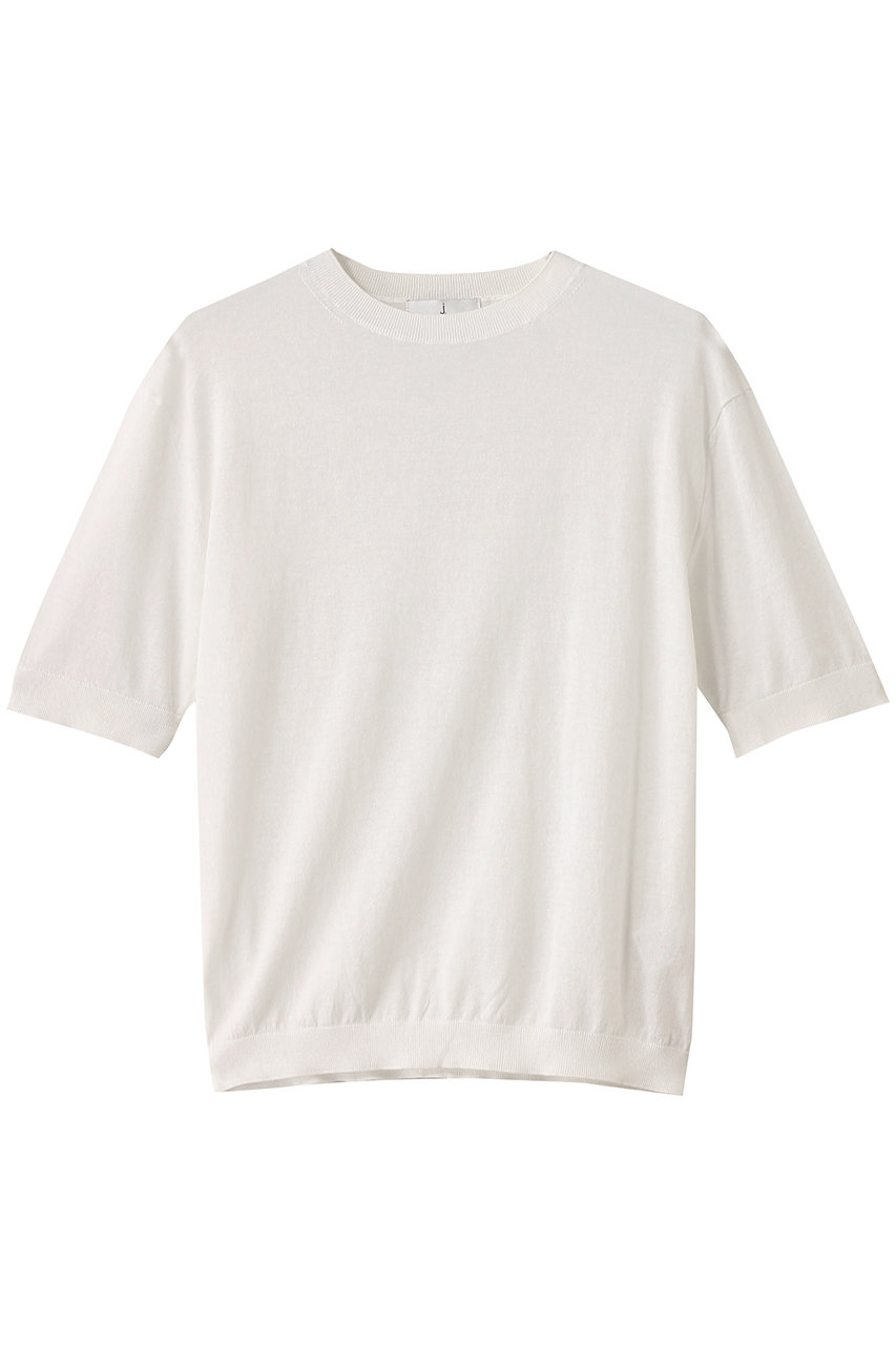 j. 綿シルクニットショートスリーブトップス (ホワイト, M) ジェイドット ELLE SHOP j. 綿シルクニットショートスリーブトップス (ホワイト, M) ジェイドット ELLE SHOP