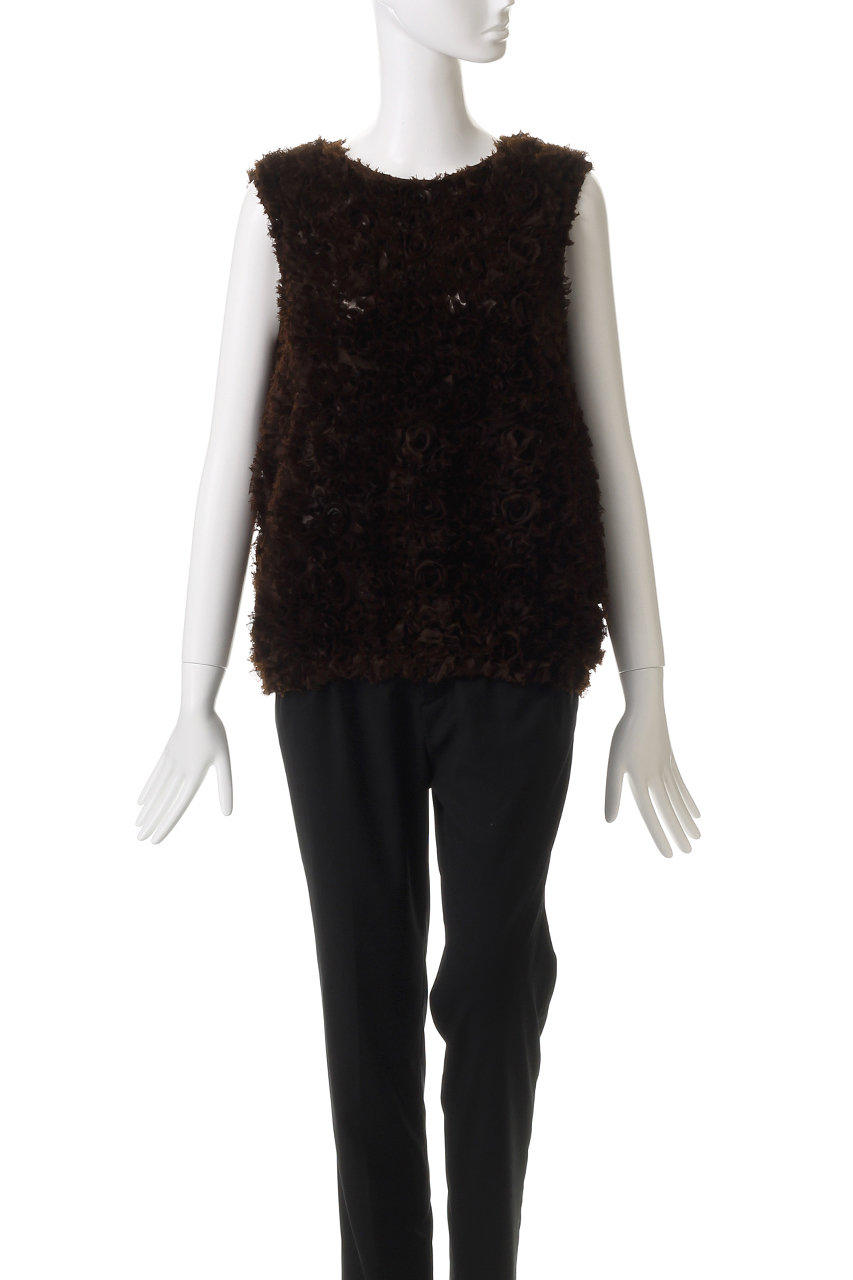 j.(ジェイドット)｜【コラボ】ローズチュールブラウス/ブラウン