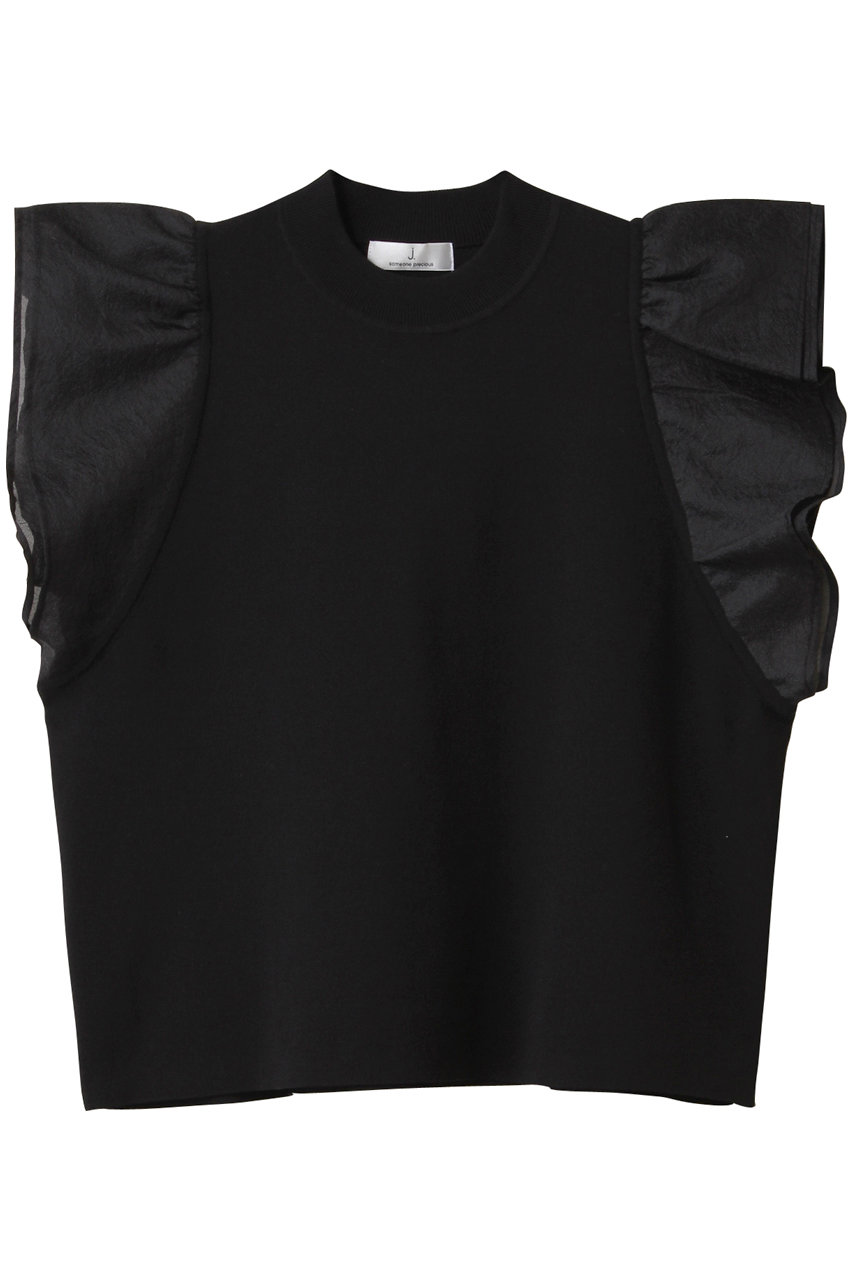 j. リネン混シアースリーブトップス (ブラック, M) ジェイドット ELLE SHOP j. リネン混シアースリーブトップス (ブラック, M) ジェイドット ELLE SHOP