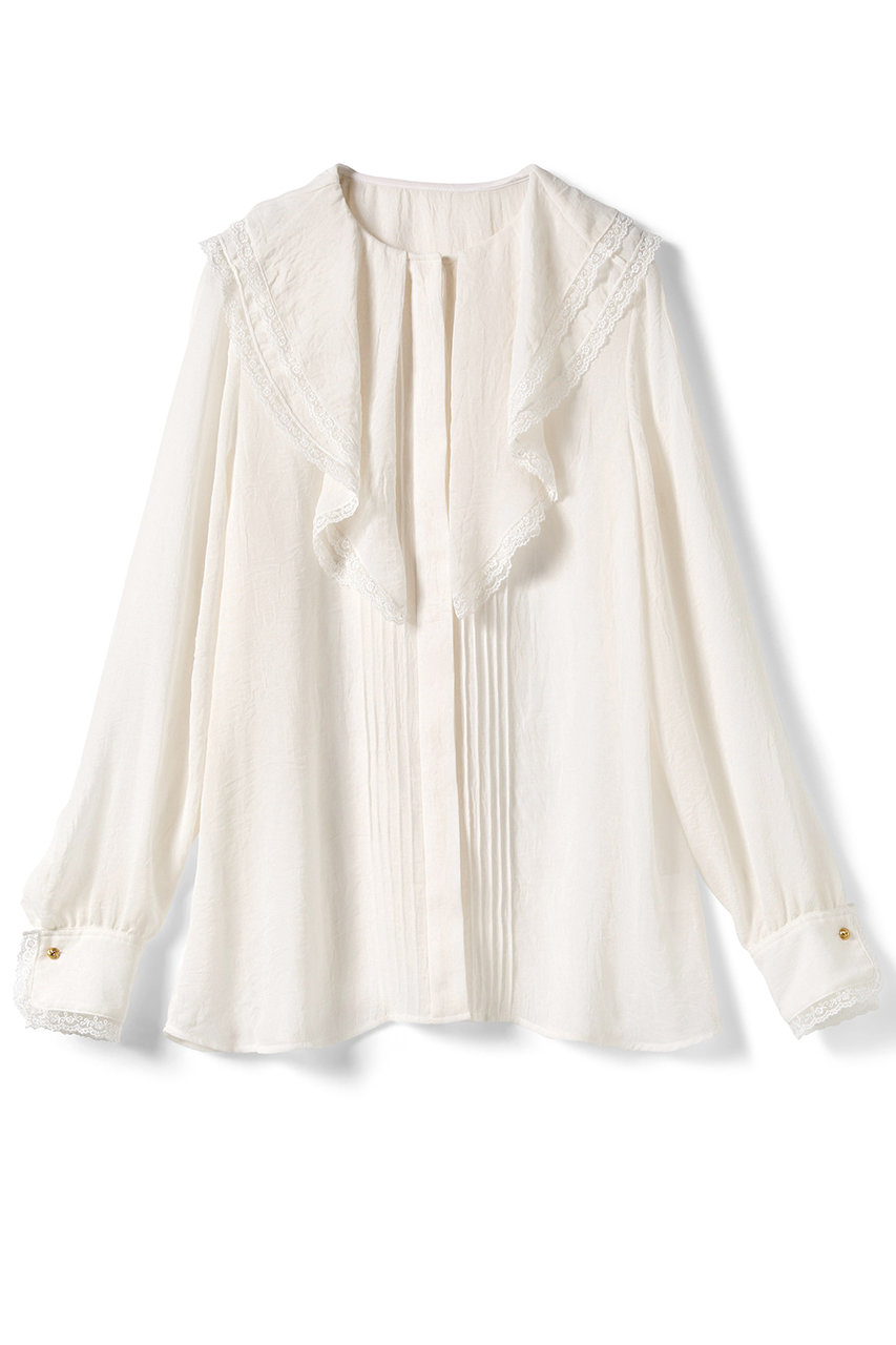 j. トリアセジョーゼットブラウス (ホワイト, L) ジェイドット ELLE SHOP