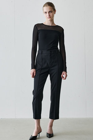 ジェイドット/j.のストレッチオーガンジークルーネックトップス(110100/110103)