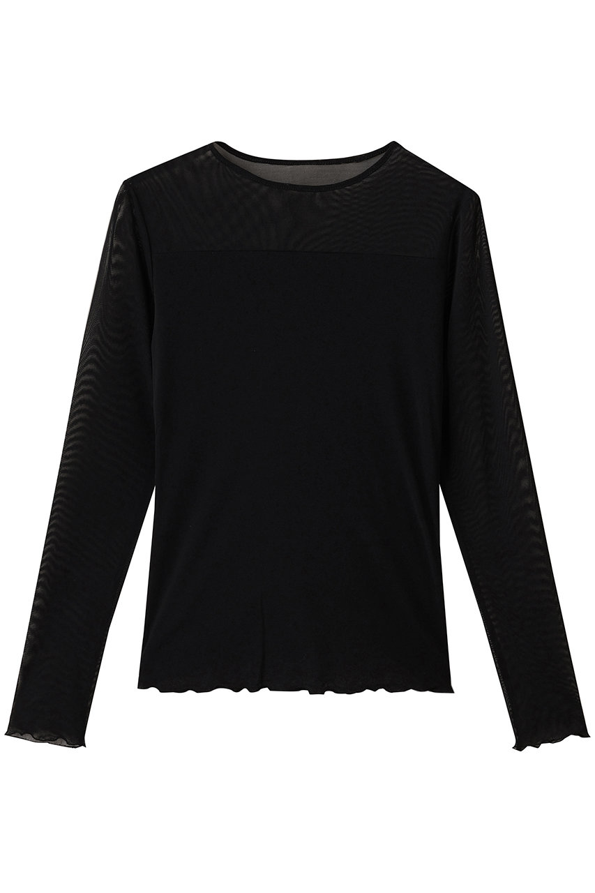 j. ストレッチオーガンジークルーネックトップス (ブラック, M) ジェイドット ELLE SHOP j. ストレッチオーガンジークルーネックトップス (ブラック, M) ジェイドット ELLE SHOP