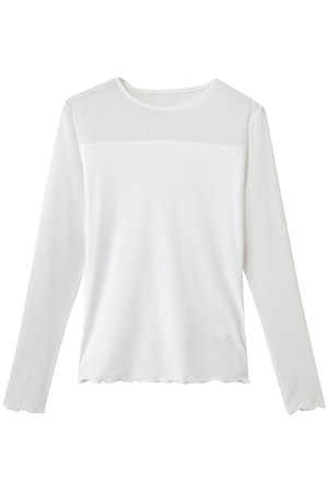 ジェイドット/j.のストレッチオーガンジー クルーネックトップス