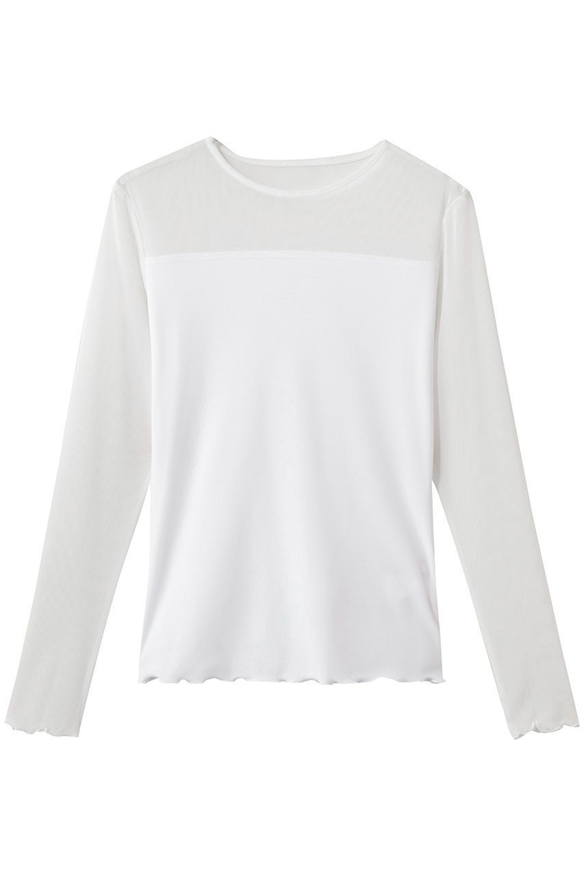 ストレッチオーガンジー クルーネックトップス