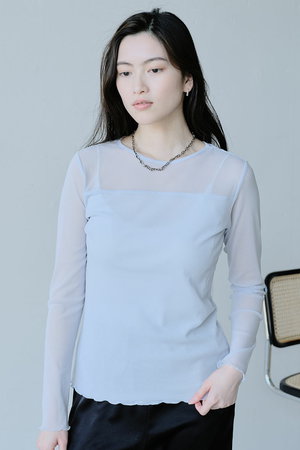 ジェイドット/j.のストレッチオーガンジー クルーネックトップス(110100/110103)