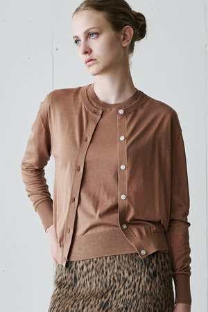 ジェイドット/j.の綿シルクニットクルーカーディガン(110300/110303)