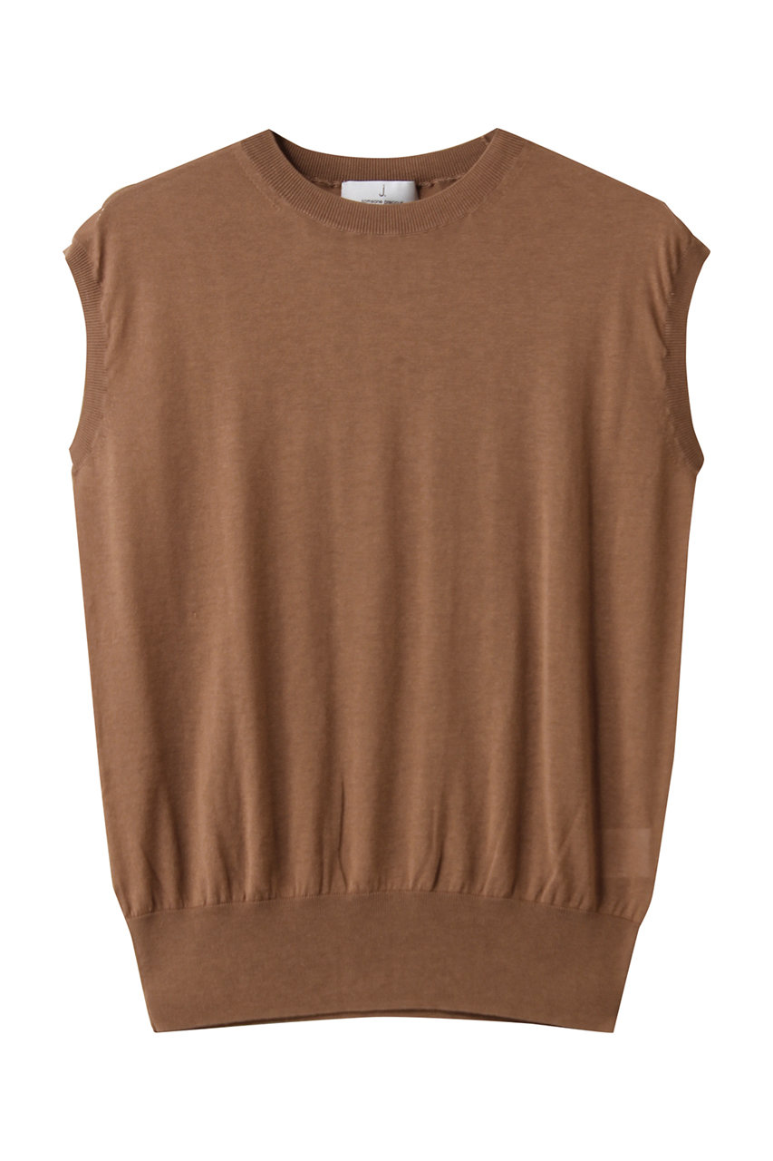 j. 綿シルクニットスリーブレストップス (キャメル, L) ジェイドット ELLE SHOP j. 綿シルクニットスリーブレストップス (キャメル, L) ジェイドット ELLE SHOP