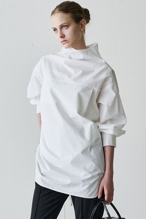 ジェイドット/j.の高密度コットンハイネックオーバーシャツ(110400/110403)